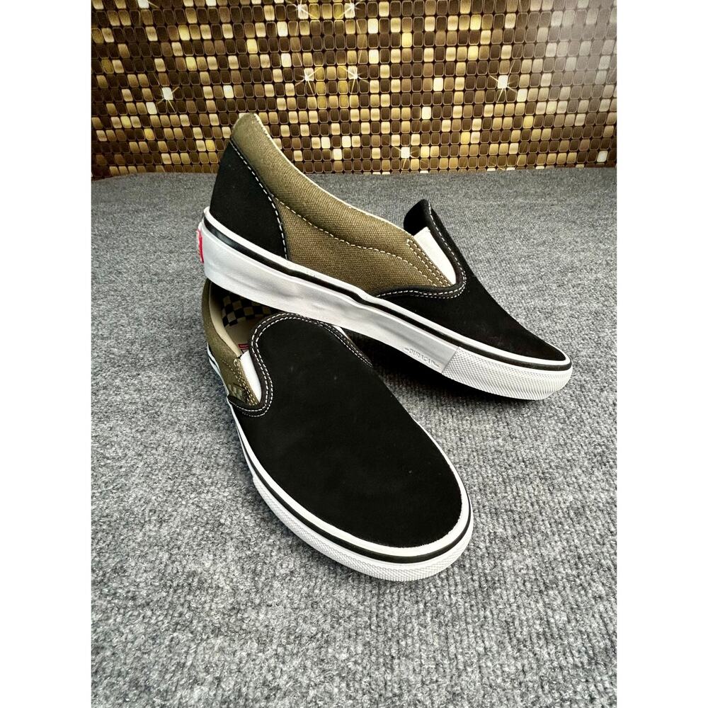 Van's Classic Slip-On Black Olive Canvas Skate Shoes Men's Size 7